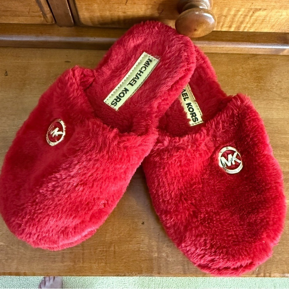 Michael‎ Kors jet set red Slippers with Gold tone logo woman Large